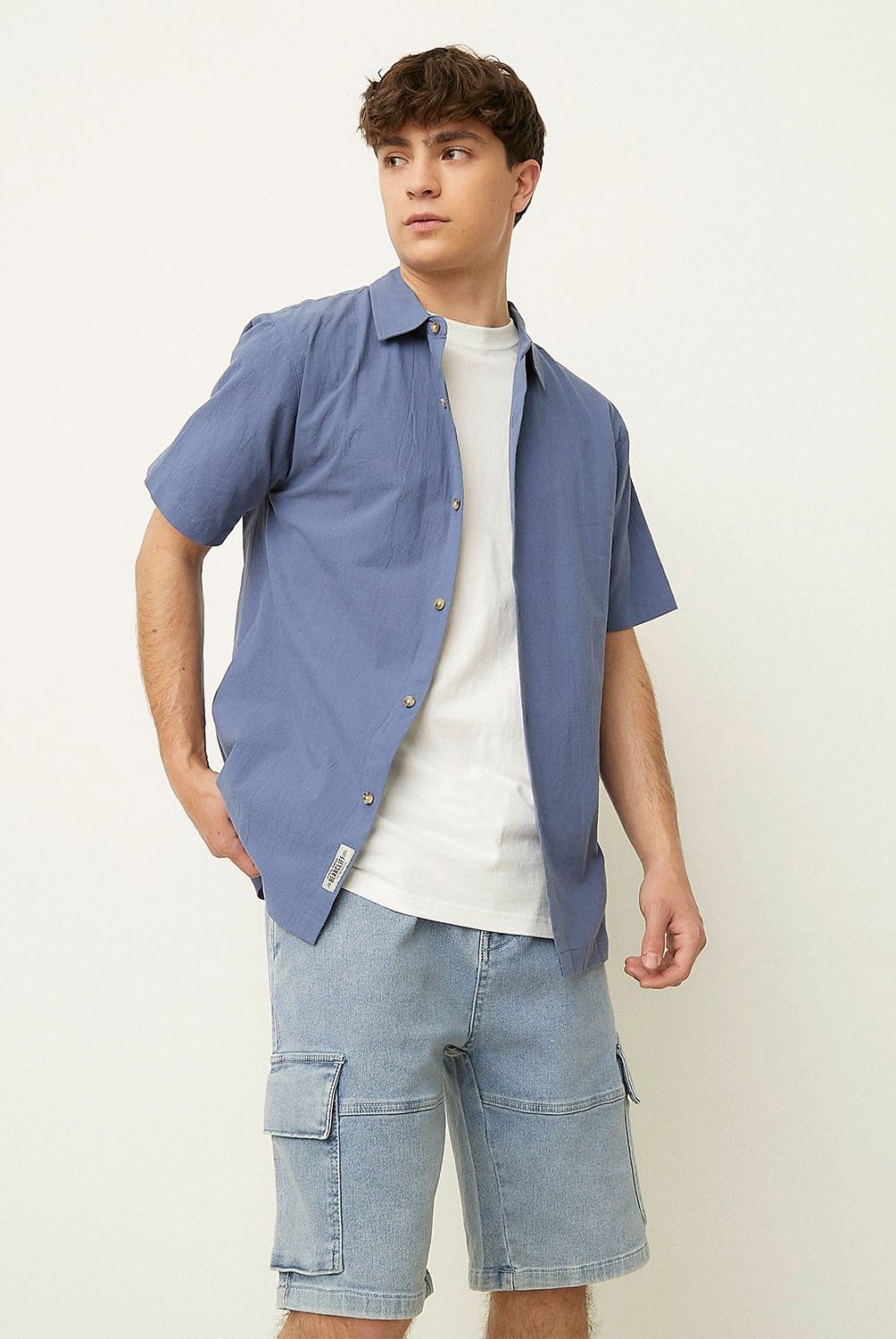 BEARCLIFF - Camisa Casual Manga Corta Algodón Hombre Bearcliff