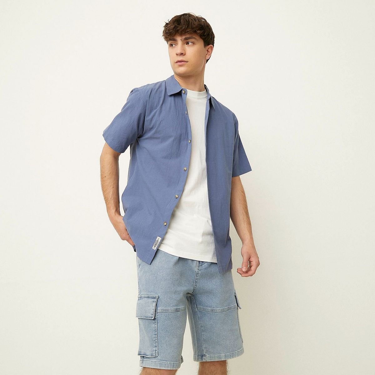 BEARCLIFF - Camisa Casual Manga Corta Algodón Hombre Bearcliff