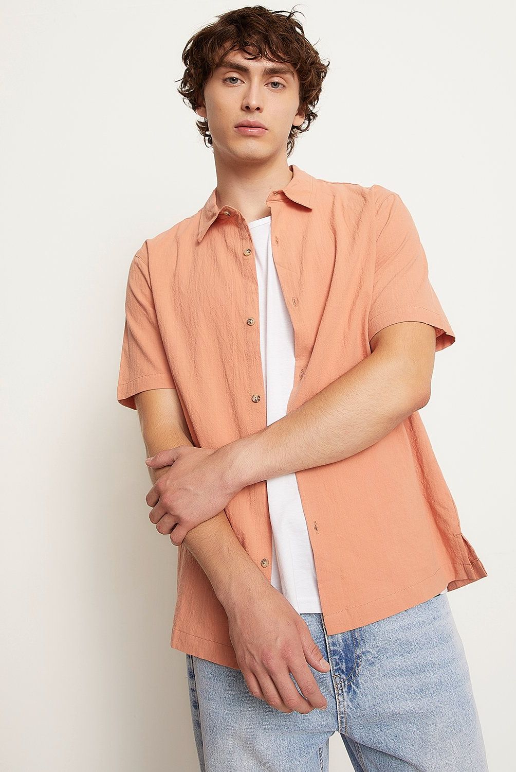 BEARCLIFF - Camisa Casual Manga Corta Algodón Hombre Bearcliff