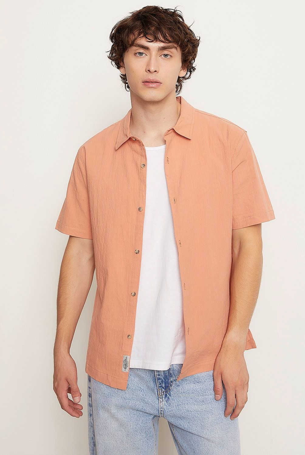 BEARCLIFF - Camisa Casual Manga Corta Algodón Hombre Bearcliff