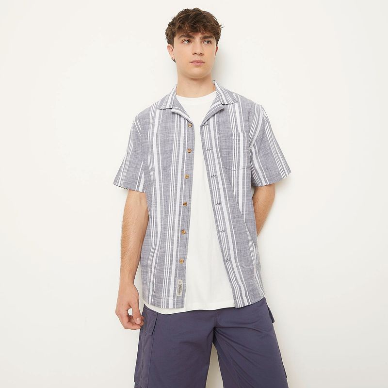 BEARCLIFF - Camisa Manga Corta a Rayas Bearcliff Algodón Hombre