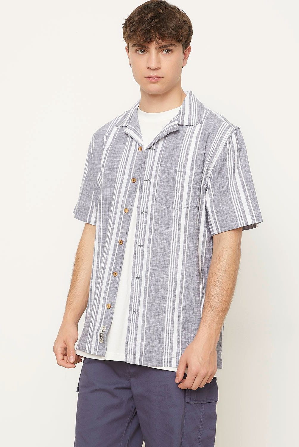 BEARCLIFF - Camisa Manga Corta a Rayas Bearcliff Algodón Hombre