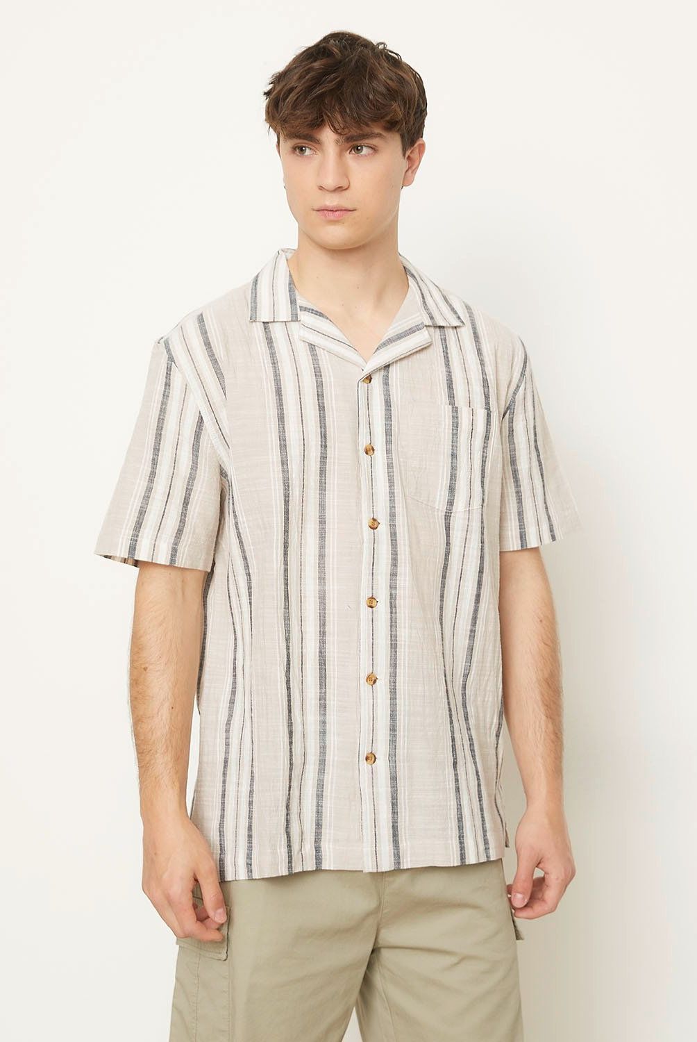 BEARCLIFF - Camisa Manga Corta a Rayas Bearcliff Algodón Hombre