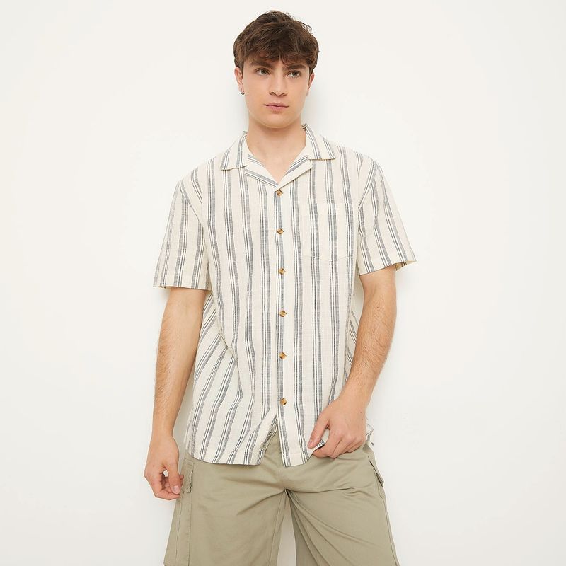 BEARCLIFF - Camisa Manga Corta a Rayas Bearcliff Algodón Hombre