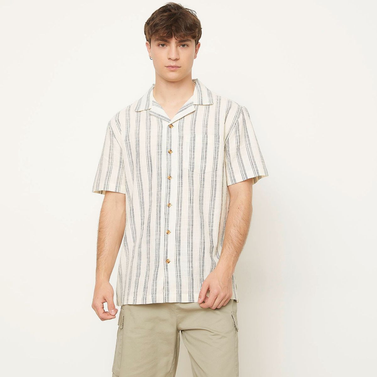 BEARCLIFF - Camisa Manga Corta a Rayas Bearcliff Algodón Hombre