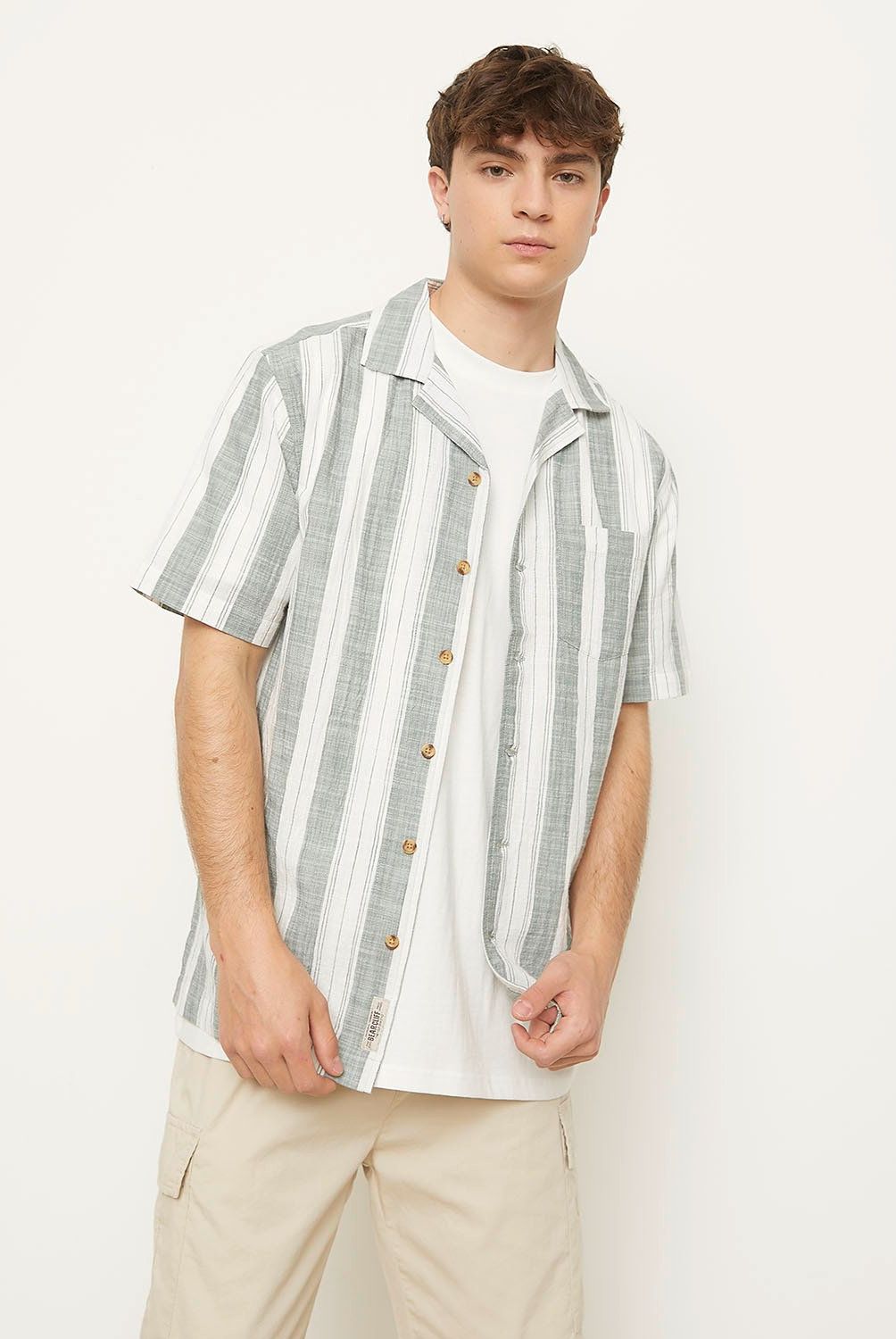 BEARCLIFF - Camisa Manga Corta a Rayas Bearcliff Algodón Hombre