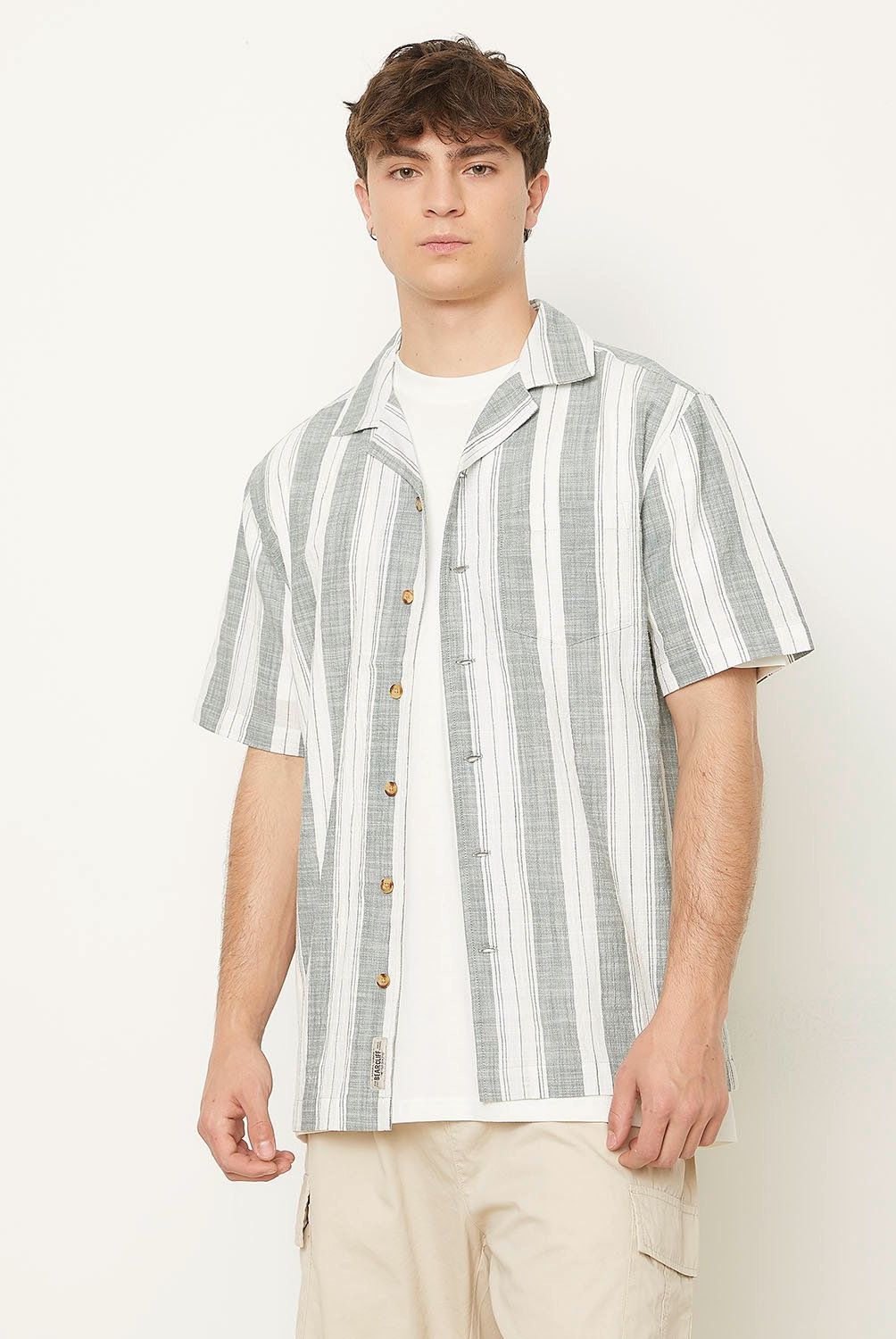BEARCLIFF - Camisa Manga Corta a Rayas Bearcliff Algodón Hombre