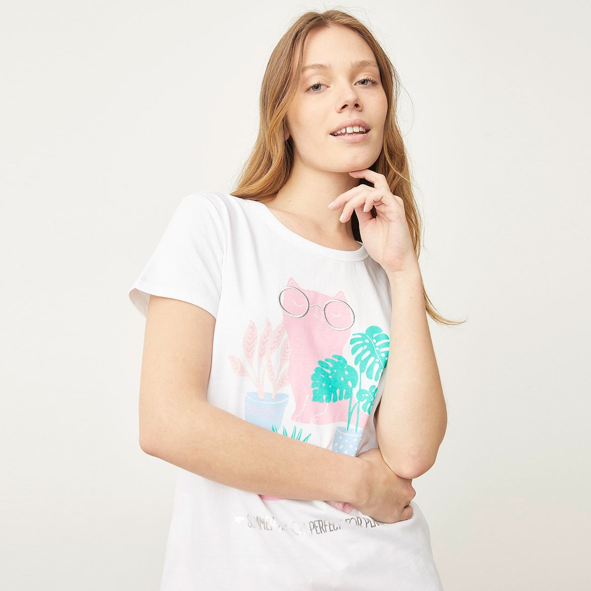 SYBILLA - Camiseta de Pijama Manga Corta Algodón Mujer Sybilla