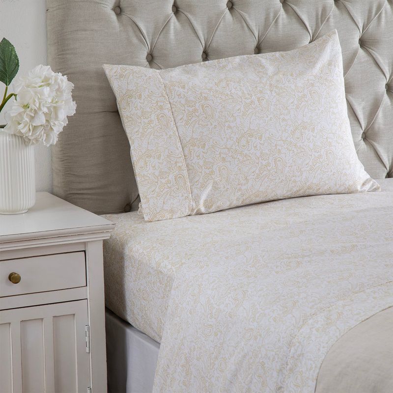 TEXTIL VIÑA - Juego de Sábanas Textil Viña Paisley Beige Polialgodón 180 Hilos