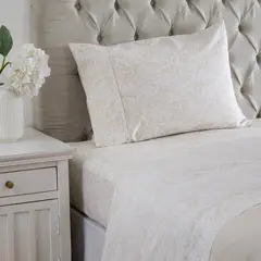 TEXTIL VIÑA - Juego de Sábanas Paisley Beige Polialgodón 180 Hilos