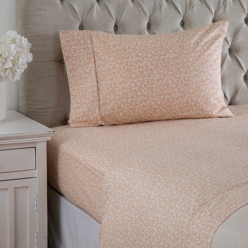 TEXTIL VIÑA - Juego de Sábanas Textil Viña Hojas 180 Hilos Rosado