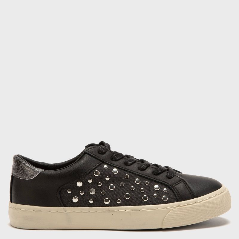 AMERICANINO - Zapatilla Urbanas Americanino Mujer Cuero Negro con Tachas