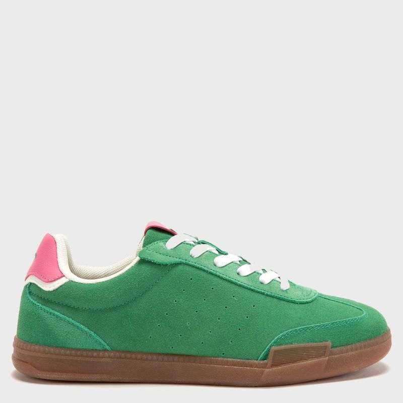 BASEMENT - Asombro Zapatilla Urbana Mujer Cuero Verde Basement