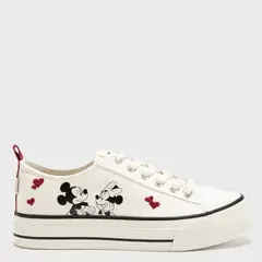 DISNEY - Zapatilla Urbanas Mujer Blancas con Diseño Mickey y Minnie