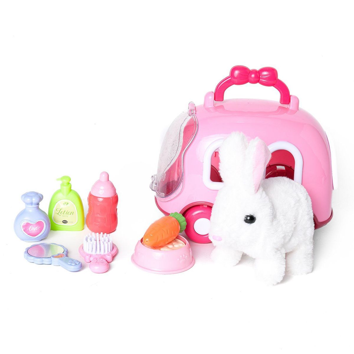 KIDS N PLAY - Maleta Mascota Rosado + 6 Accesorios Conejo Kids N Play