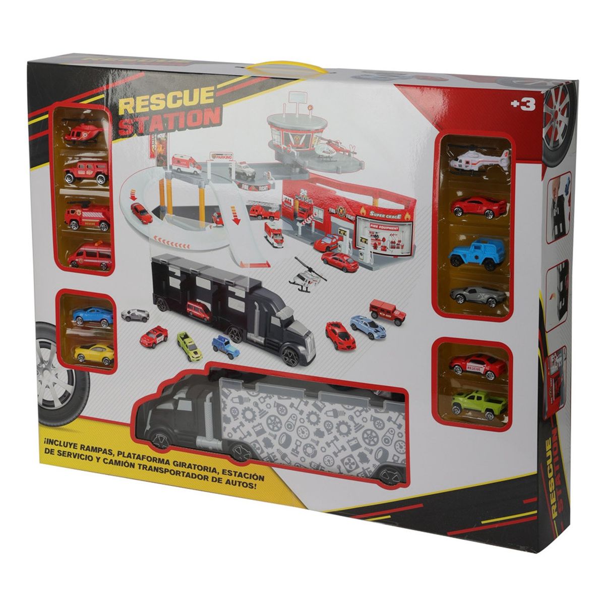 KIDS N PLAY - Set Estacion De Rescate Con 13 Vehiculos Kids N Play