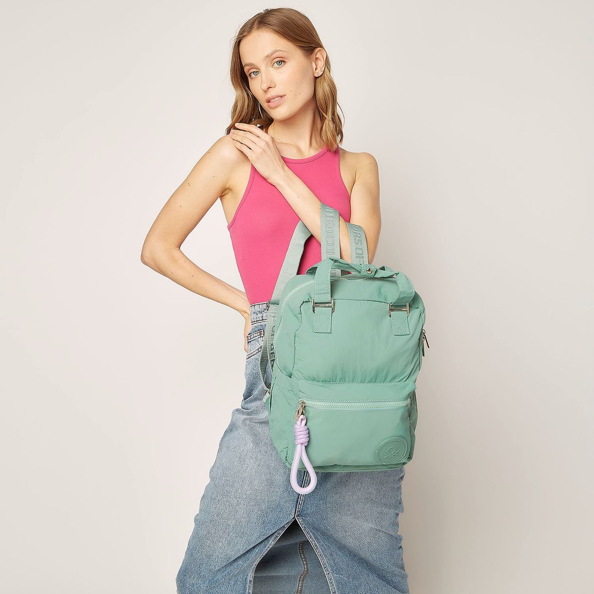 BENETTON - Mochila Verde Mujer Benetton
