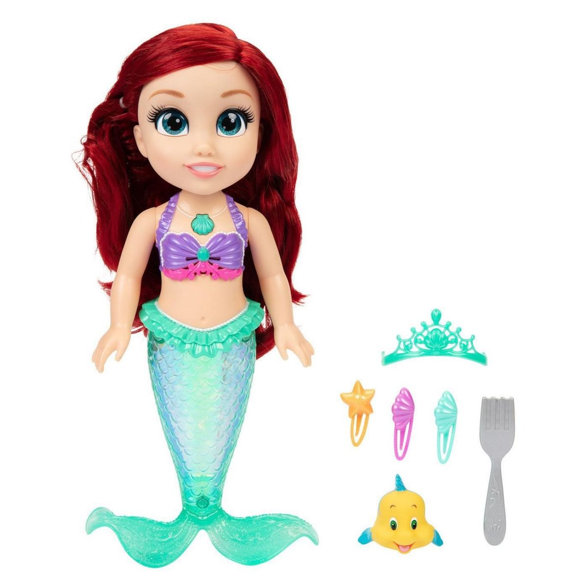DISNEY - Muñeca Ariel Cantante 38 Cm Y Flounder Disney