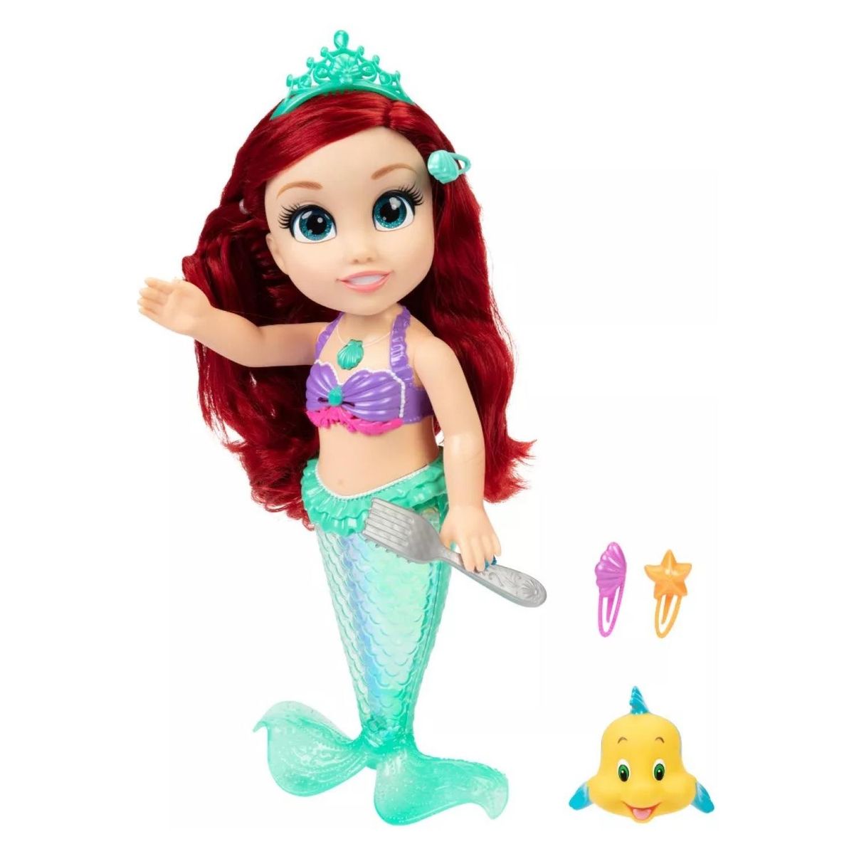 DISNEY - Muñeca Ariel Cantante 38 Cm Y Flounder Disney