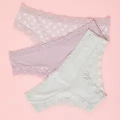 BLU - Pack de 3 Calzones Mujer Microfibra con Encaje