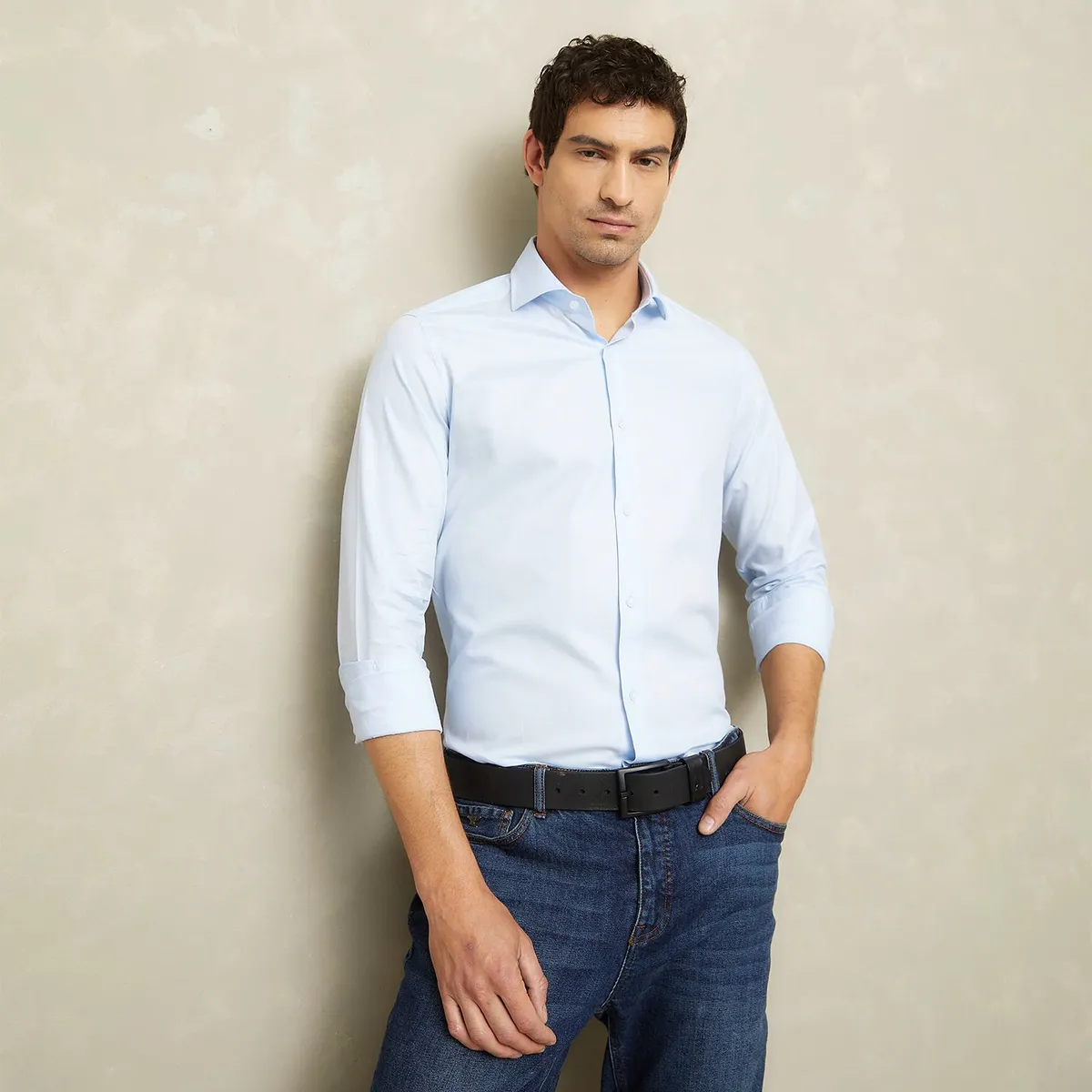 WOLF&HANK - Camisa Casual Algodón Pima Manga Larga Hombre Wolf&Hank