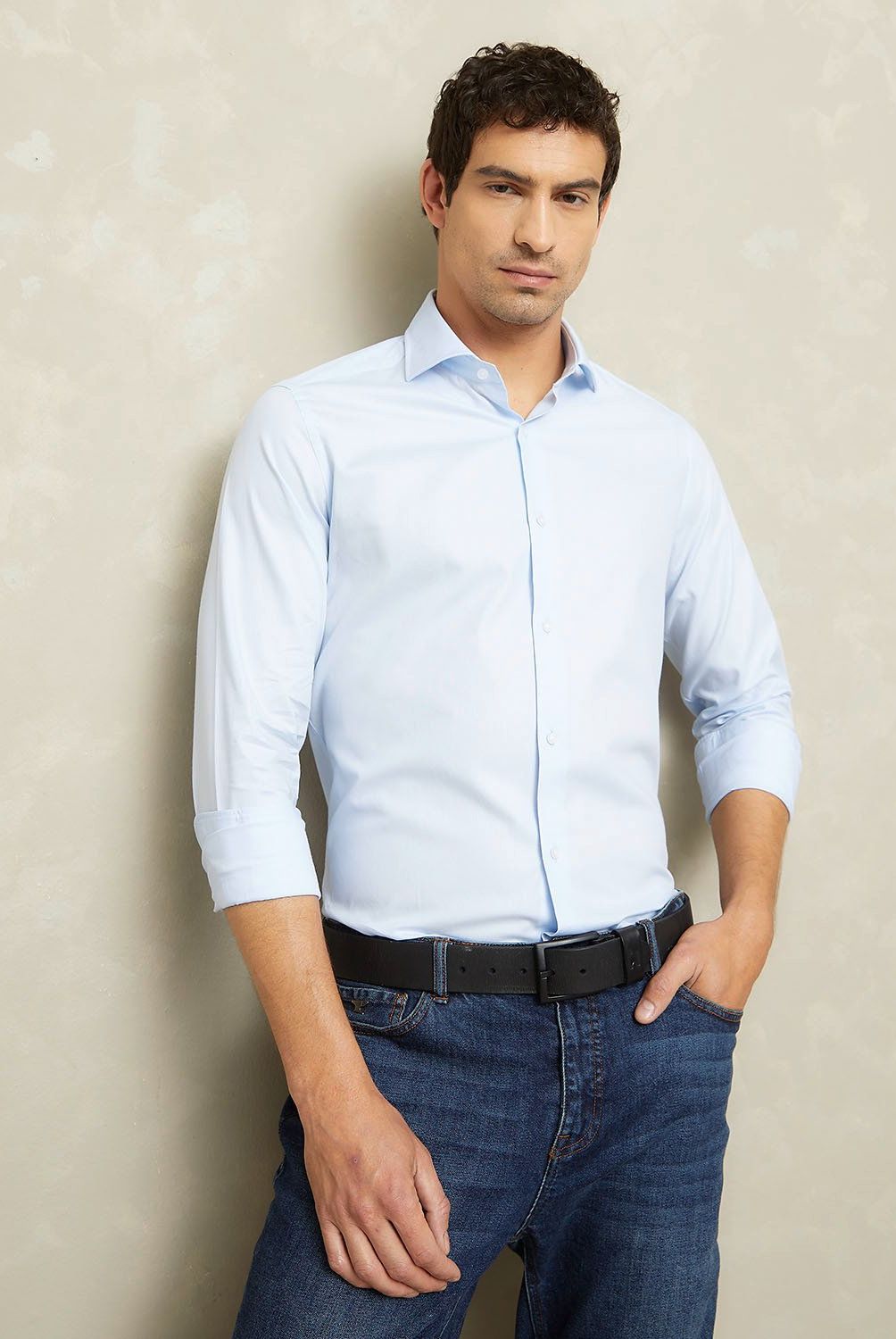 WOLF&HANK - Camisa Casual Algodón Pima Manga Larga Hombre Wolf&Hank