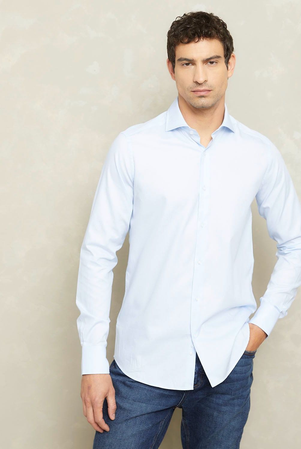 WOLF&HANK - Camisa Casual Algodón Pima Manga Larga Hombre Wolf&Hank