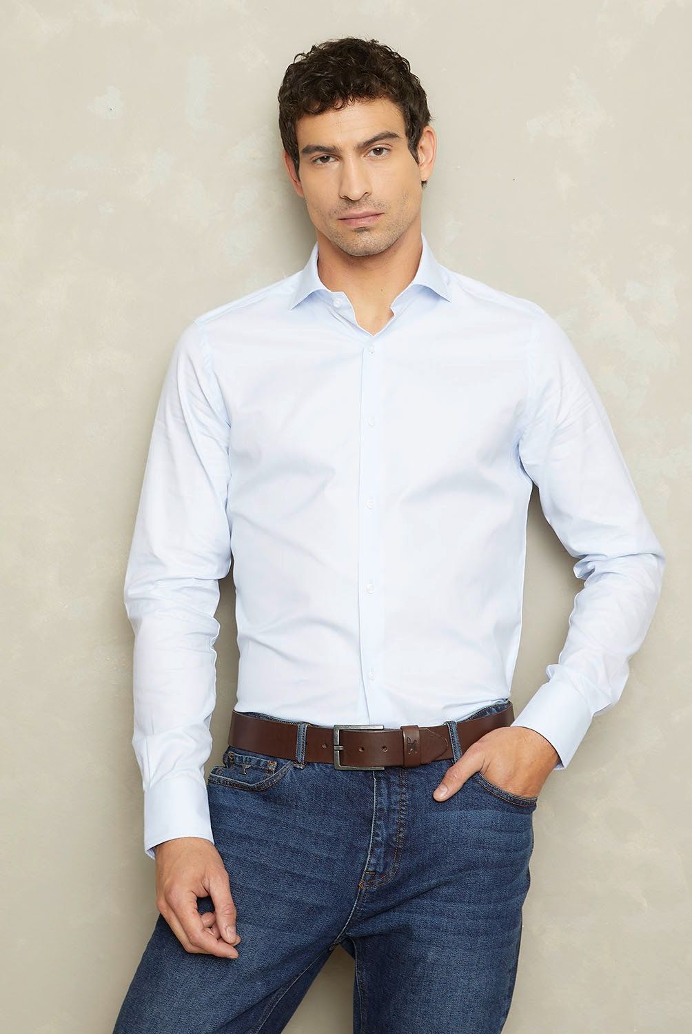 WOLF&HANK - Camisa Casual Algodón Pima Wolf&Hank Hombre Manga Larga