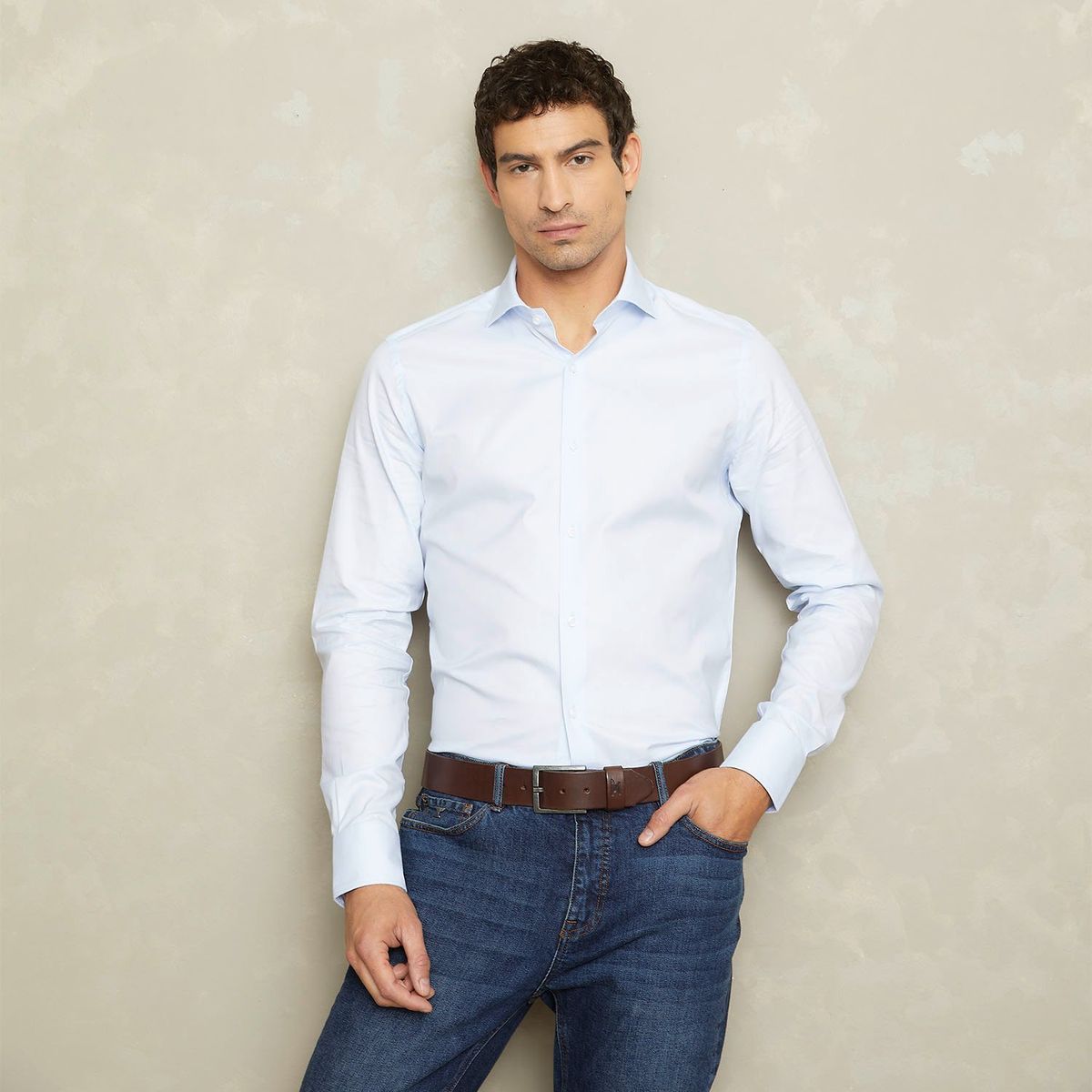 WOLF&HANK - Camisa Casual Algodón Pima Wolf&Hank Hombre Manga Larga