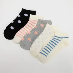 SYBILLA - Pack de 5 Calcetines Cortos Mujer Lunares y Rayas