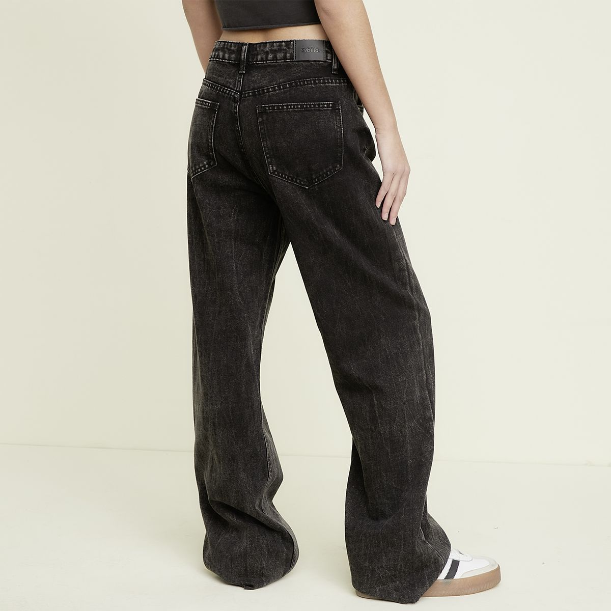 SYBILLA - Jeans Straight Tiro Alto Mujer Sybilla