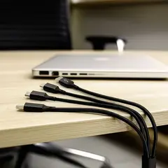DDESIGN - Cable Multicargador USB-A a Micro USB, USB-C y Lightning