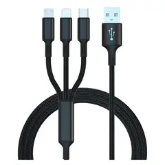 DDESIGN - Cable Multicargador Usb-A A Micro Usb, Usb-C Y Lightning
