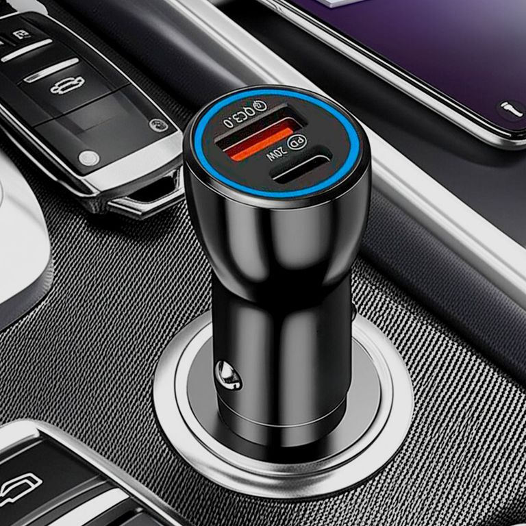 Cargador de Auto Carga Rápida 20W + QC18W