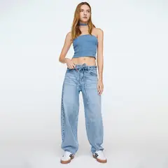 SYBILLA - Jeans Balloon Tiro Alto Mujer Algodón