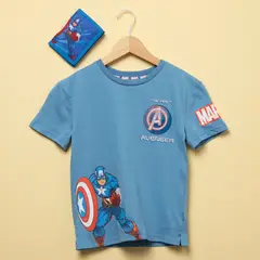 AVENGERS - Conjunto Polera y Billetera Niño Capitán América