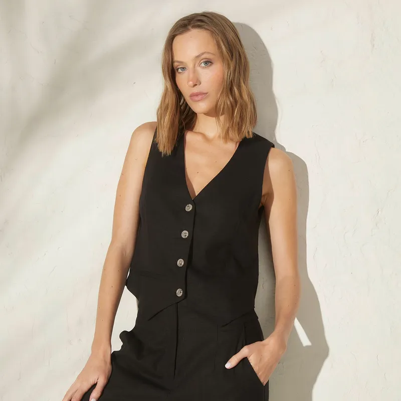 BASEMENT - Blazer Vest Basement Mujer Cuello en V