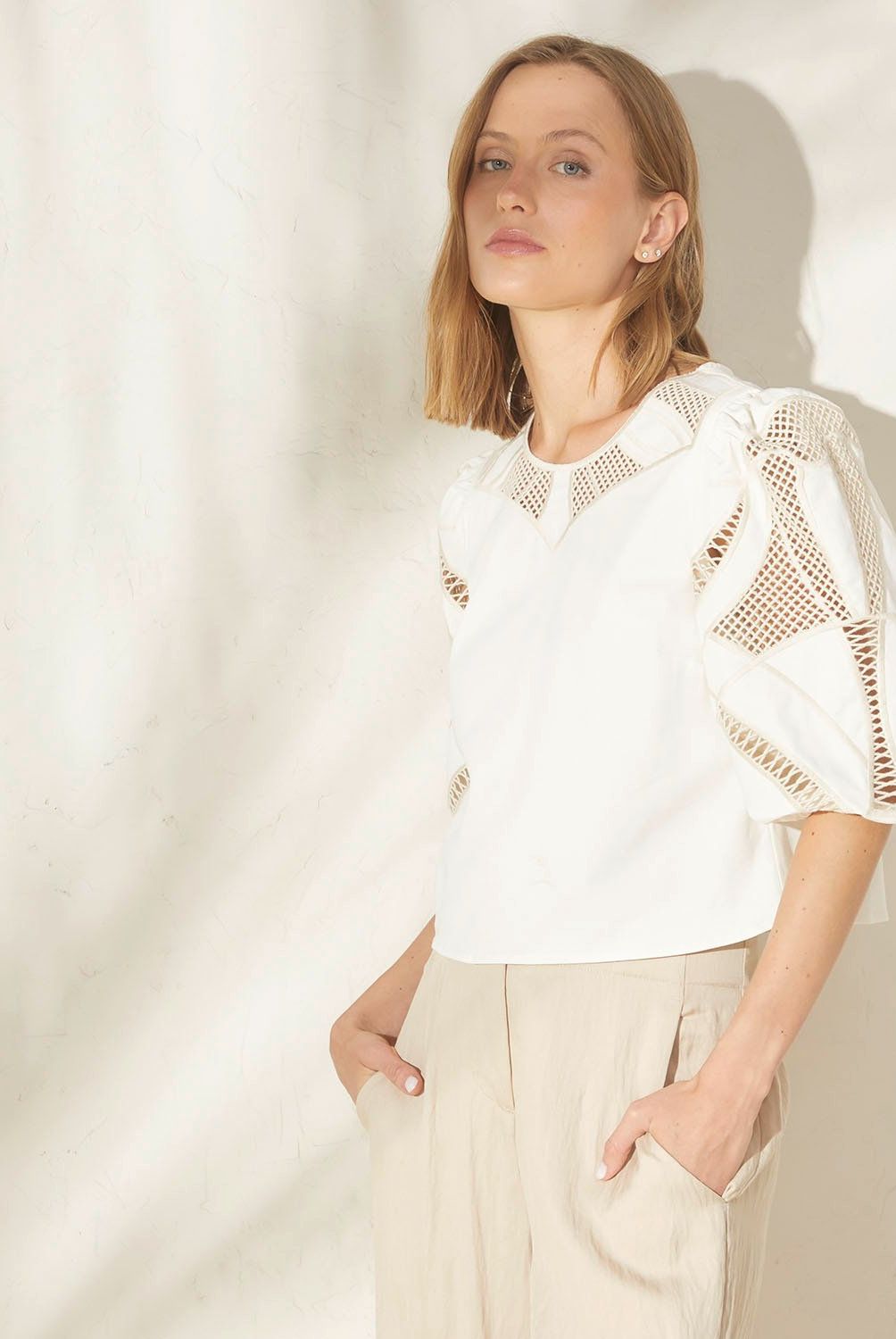 BASEMENT - Blusa Casual Mujer Manga Corta Algodón