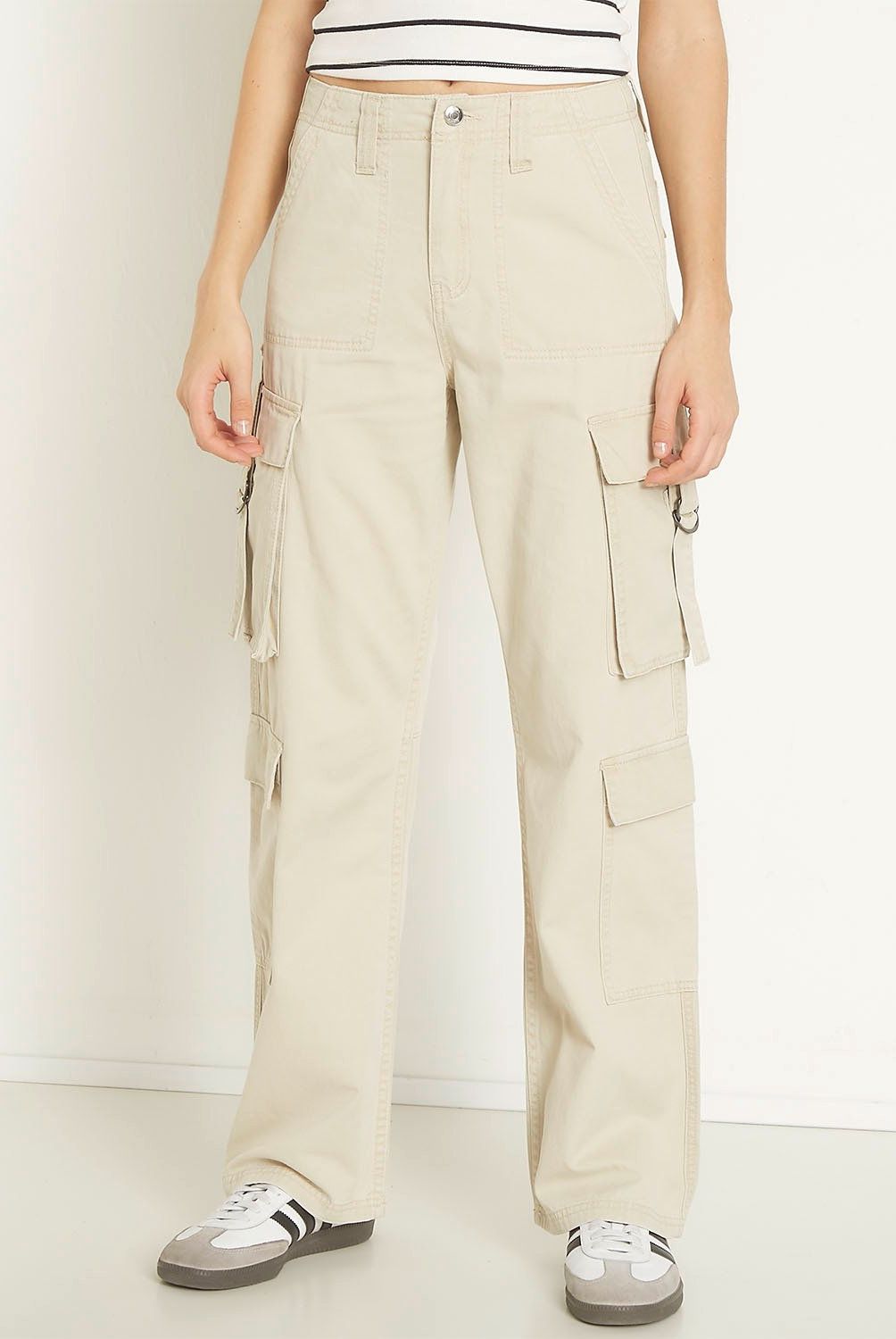 SYBILLA - Jeans Cargo Tiro Alto Mujer Sybilla Algodón Straight Casual