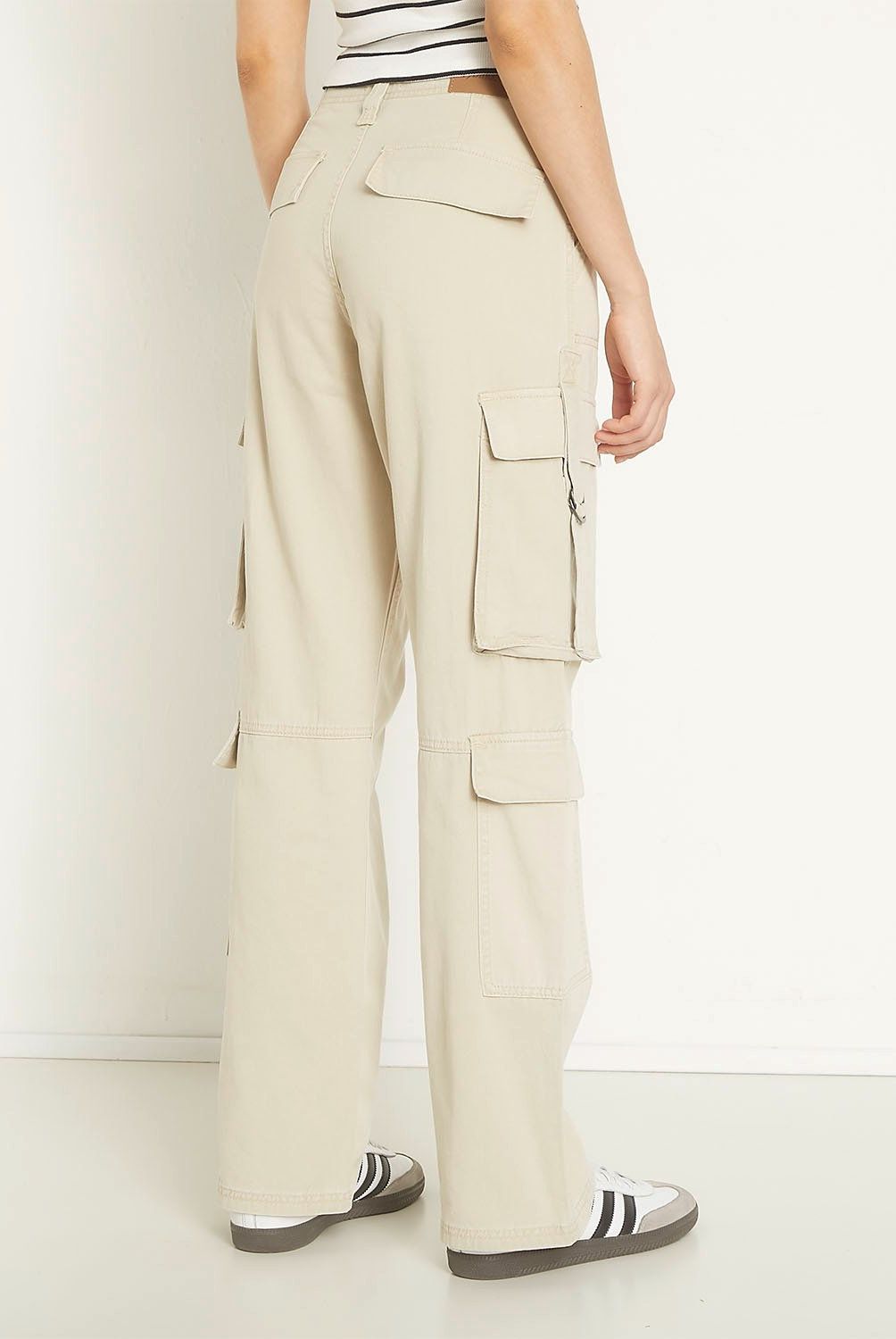 SYBILLA - Jeans Cargo Tiro Alto Mujer Sybilla Algodón Straight Casual