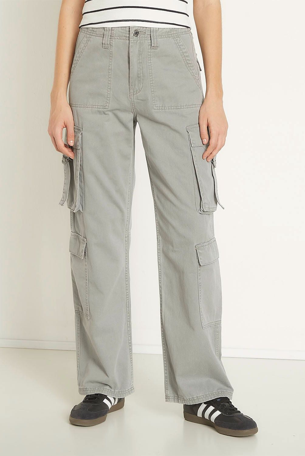SYBILLA - Jeans Cargo Tiro Alto Mujer Sybilla Algodón Straight Casual