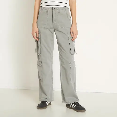 SYBILLA - Jeans Cargo Tiro Alto Mujer Algodón Straight Casual