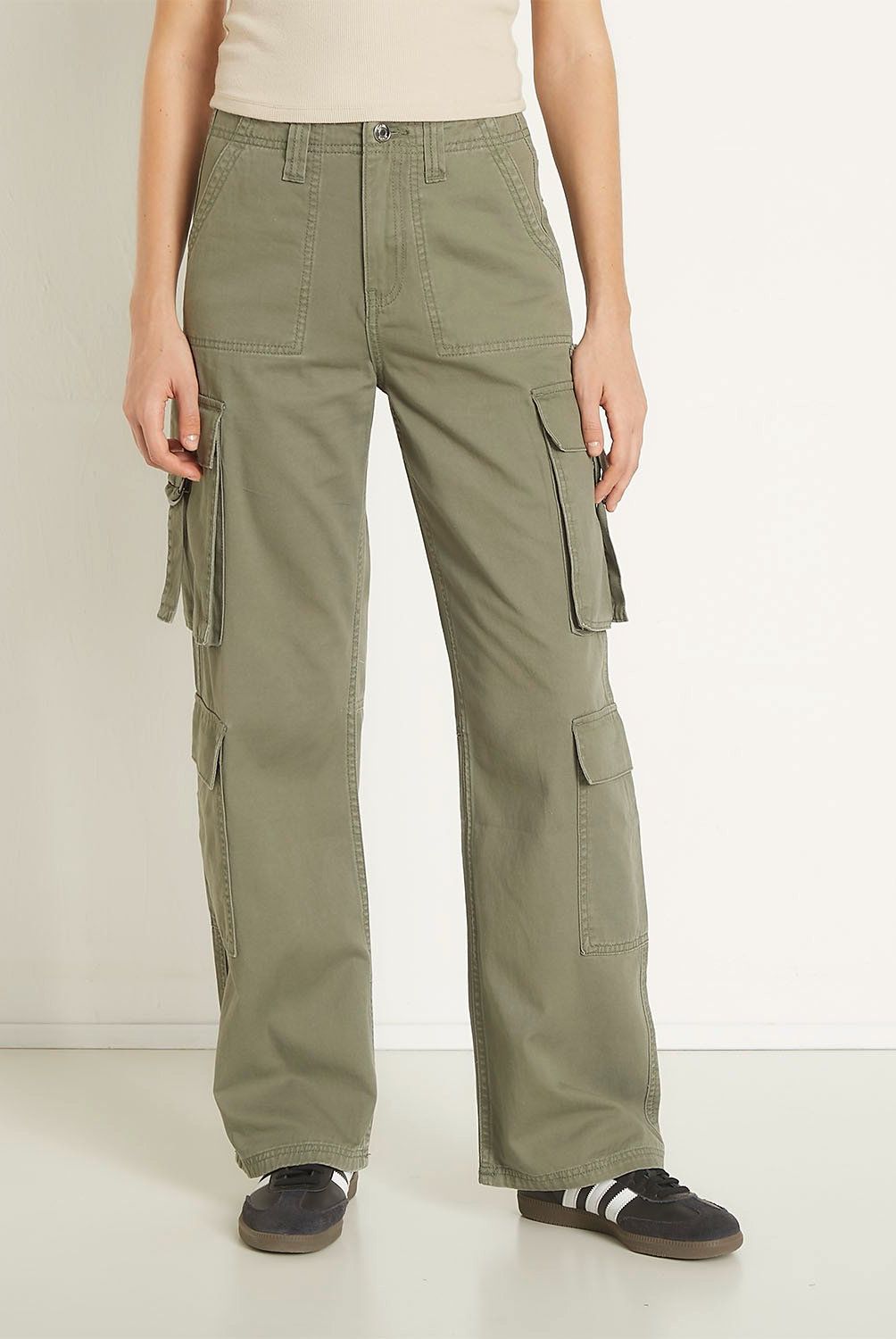 SYBILLA - Jeans Cargo Tiro Alto Mujer Sybilla Algodón Straight Casual