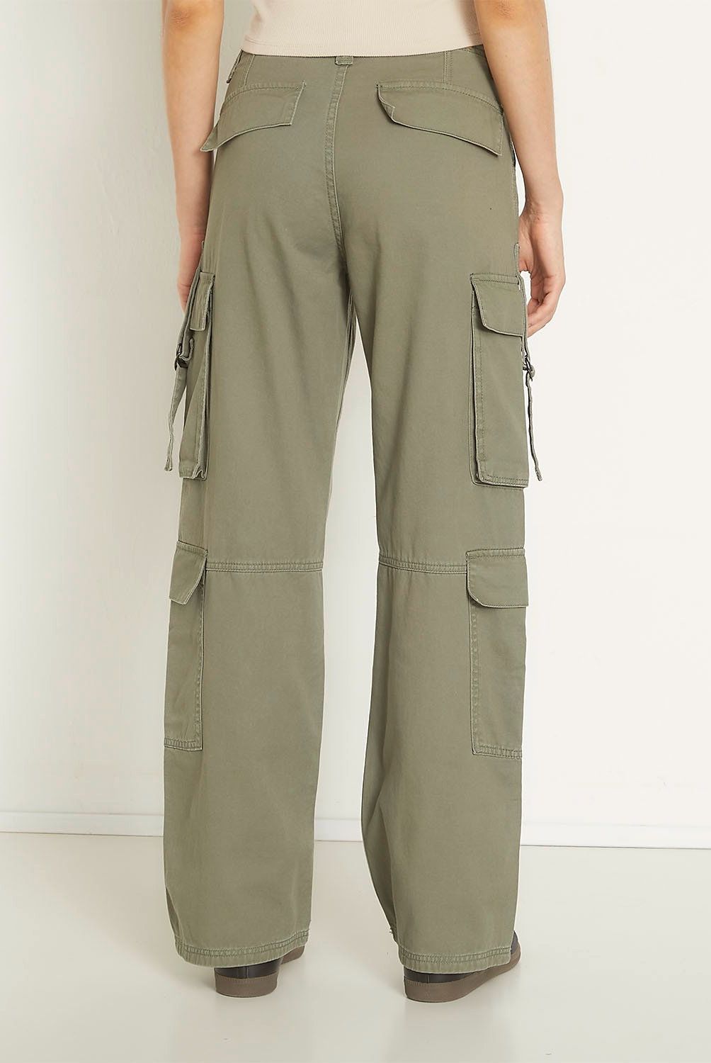 SYBILLA - Jeans Cargo Tiro Alto Mujer Sybilla Algodón Straight Casual