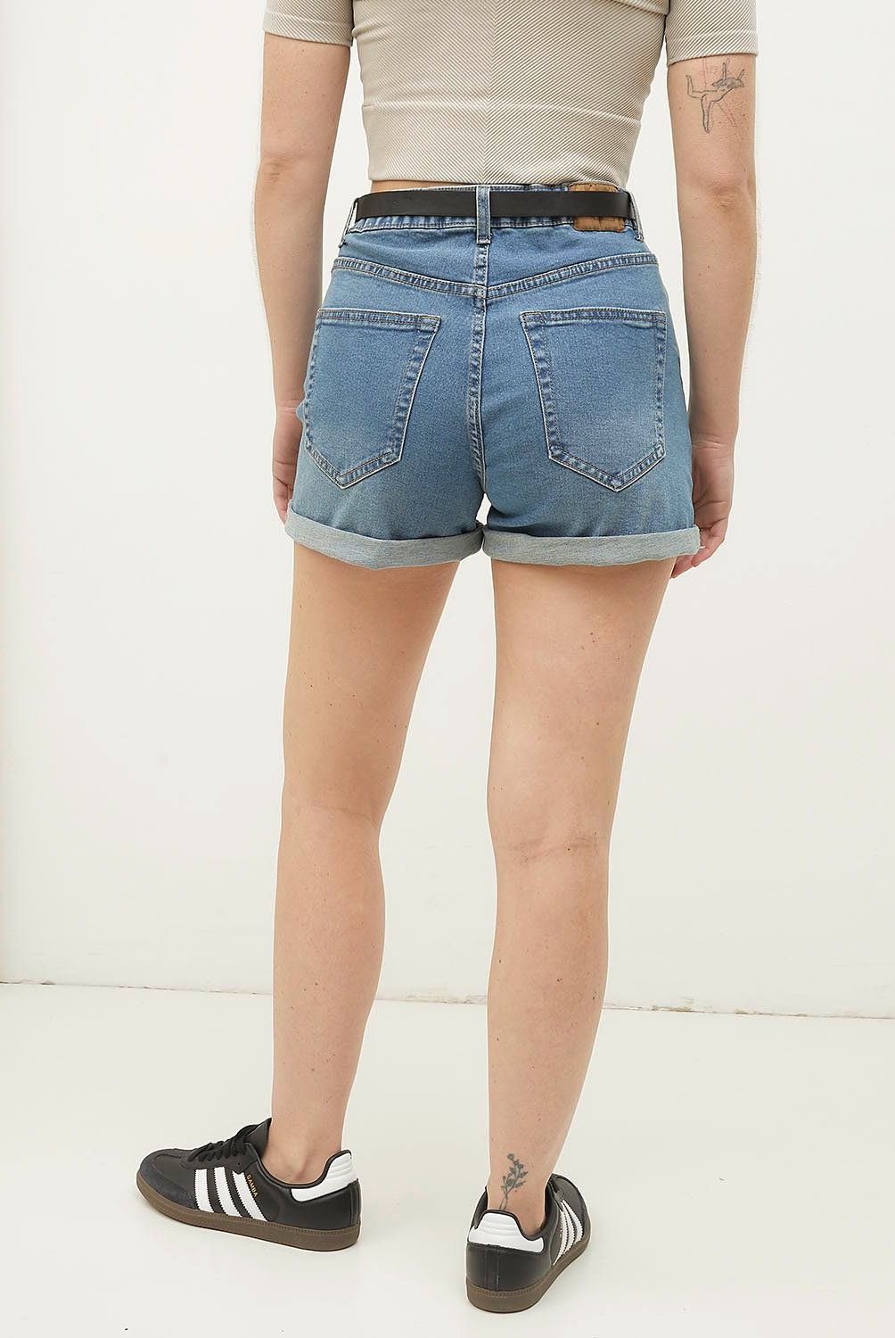 AMERICANINO - Short de jean mujer tiro alto corte americano