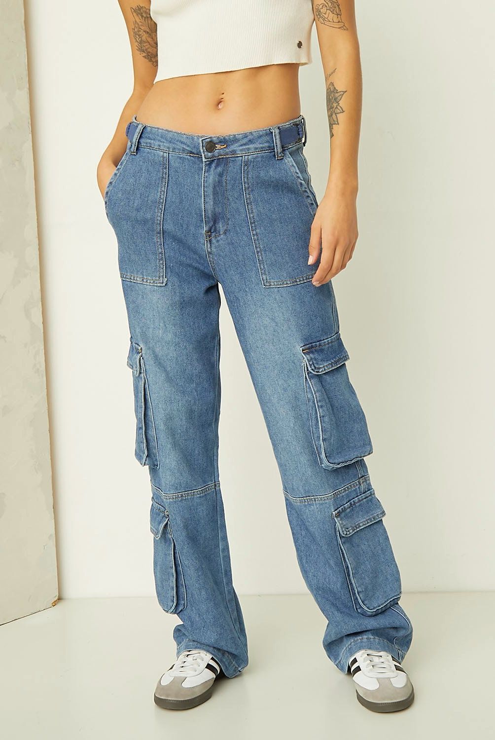 AMERICANINO - Jeans Cargo Tiro Alto Mujer Americanino