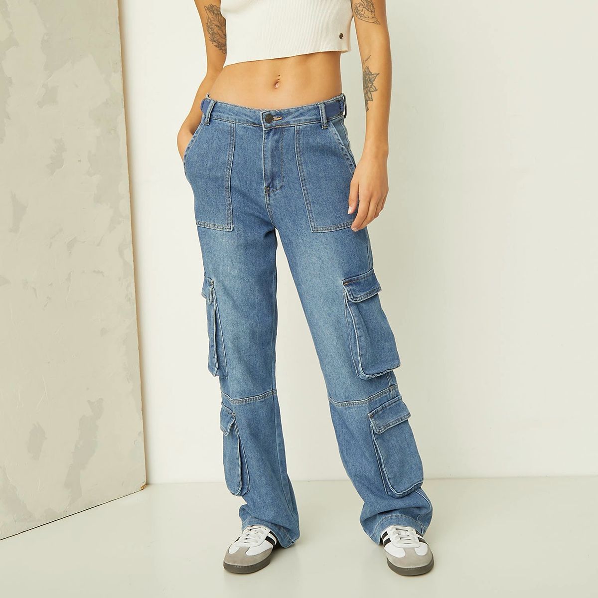 AMERICANINO - Jeans Cargo Tiro Alto Mujer Americanino