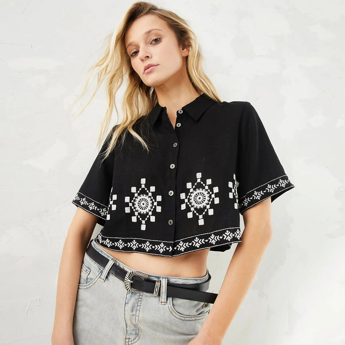 AMERICANINO - Blusa Manga Corta Mujer Americanino