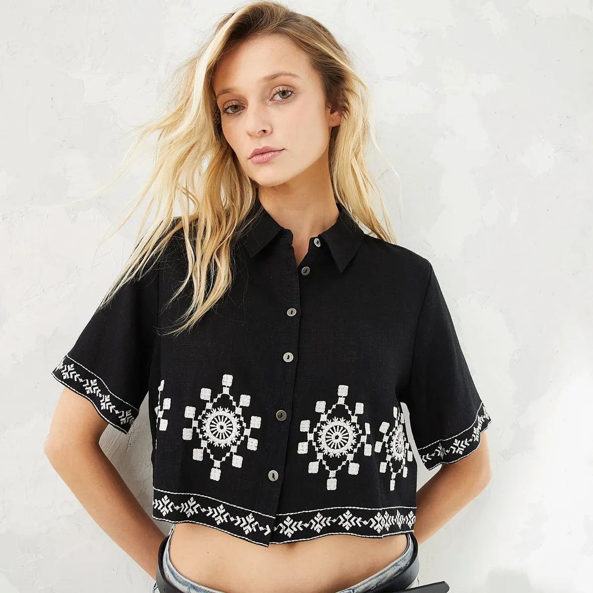 AMERICANINO - Blusa Manga Corta Mujer Americanino