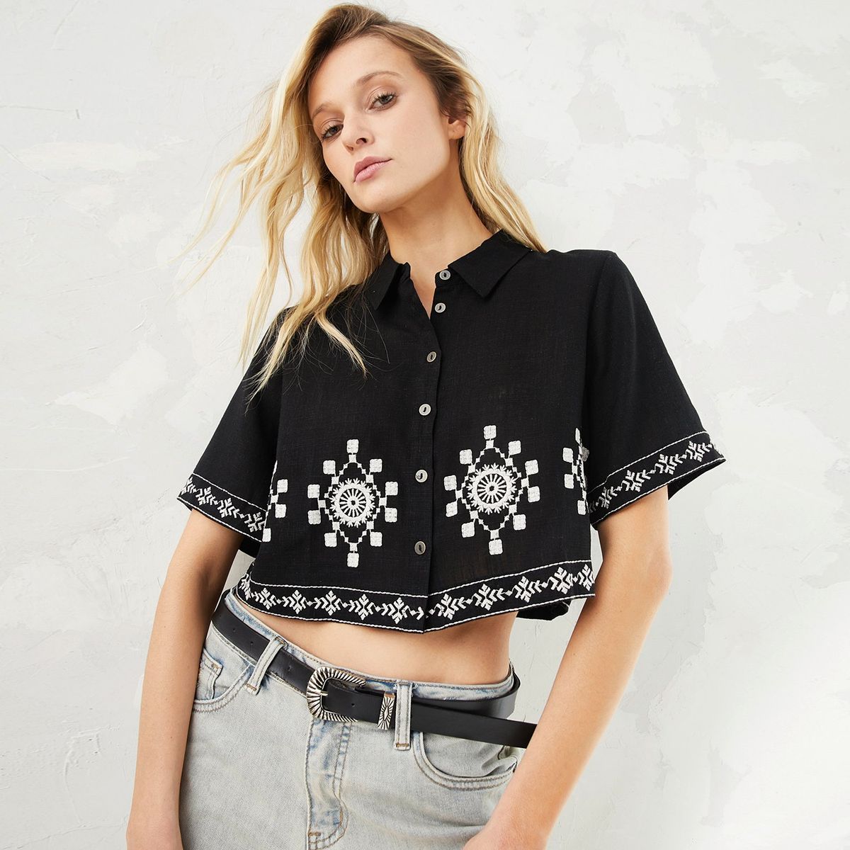 AMERICANINO - Blusa Manga Corta Mujer Americanino